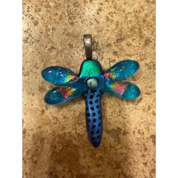 Glass Dragonfly Pendant - Handcrafted Colorful & Sparkling Jewelry Piece For Nec - Picture 1 of 4